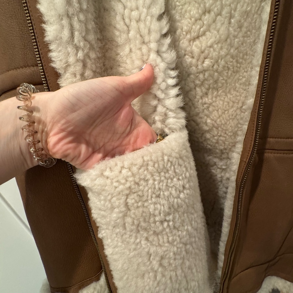 Brown Shearling Lined Coat - image 4